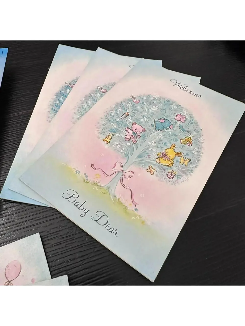 Vintage Baby Greeting Cards Welcome Baby Congratulations Ephemera Lot New Unused